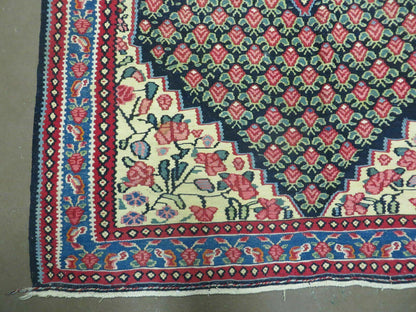 4' X 6' Vintage Handmade Turkish Flat weave Rug Tribal - Nuvé
