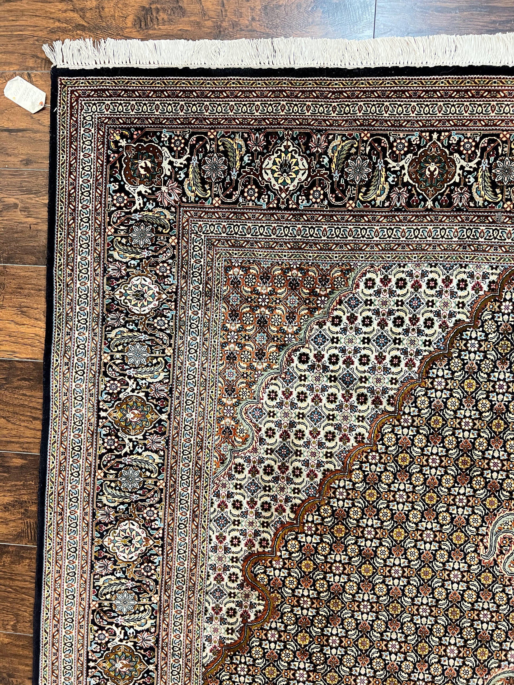 Wonderful Persian Tabriz Rug 7x10 ft, Very Fine 50 Raj 350 KPSI Oriental Carpet, Herati Mahi Pattern, Authentic Hand Knotted Handmade Wool Vintage - Nuvé