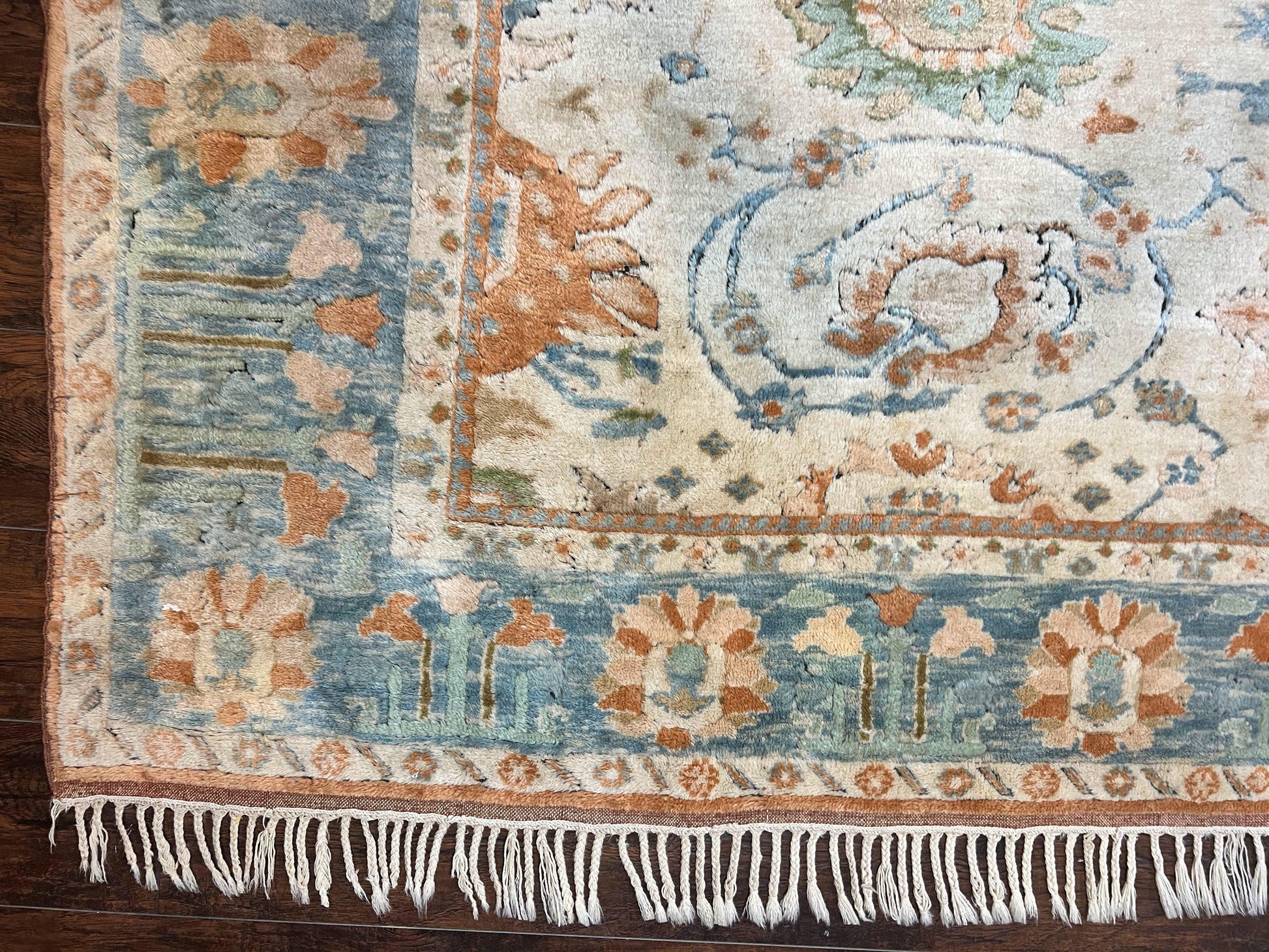 Turkish Oushak Rug 9x10, Farmhouse Rug, Beige & Light Blue - Nuvé