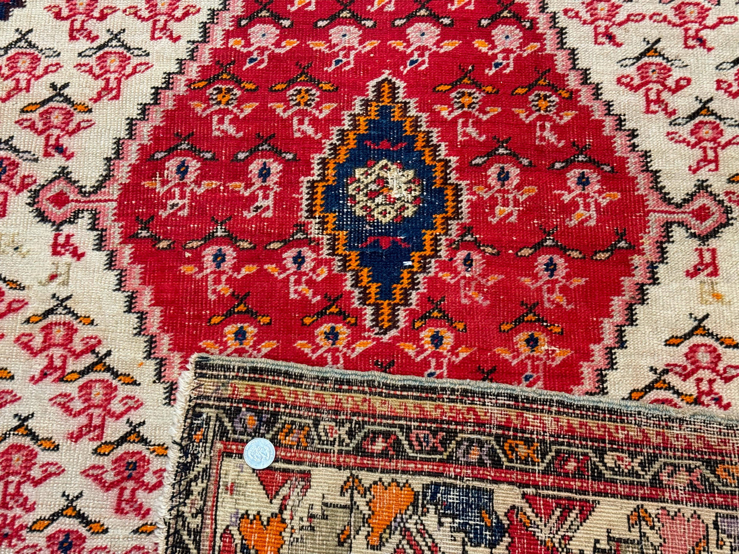 Antique Persian Malayer Rug 4x7, Tribal Senneh Carpet, Geometric, Diamond Design - Nuvé