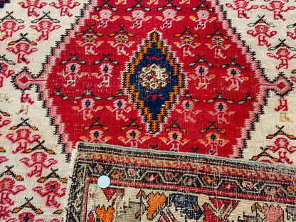 Antique Persian Malayer Rug 4x7, Tribal Senneh Carpet, Geometric, Diamond Design - Nuvé