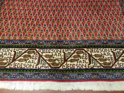 6x9 Finely Woven Turkish Tribal Rug, Boteh/Paisley Pattern, Red & Beige Area Rug, Vintage Wool Carpet, Entryway Rug, Hand-Knotted Foyer Rug - Nuvé
