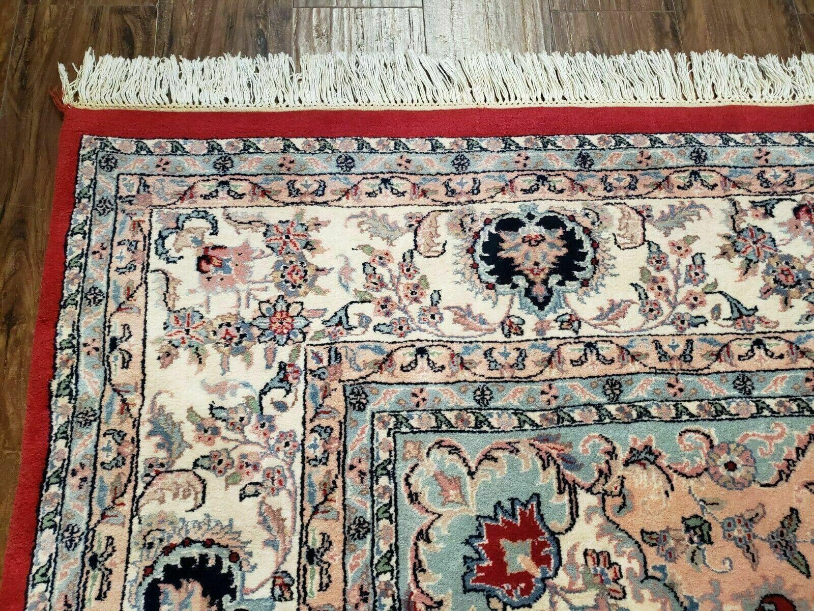 9' X 12' Vintage Handmade India Medallion Wool Rug Vegetable Dyes Nice Red - Nuvé
