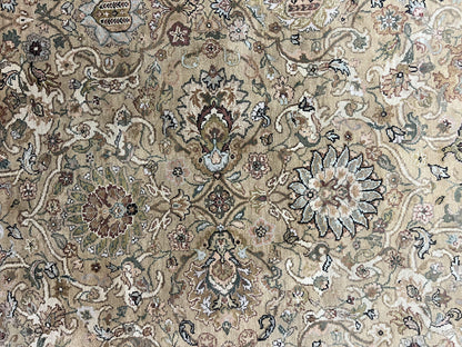 Indo Mahal Rug 8x10, Indian Jaipur Rug 8 x 10 ft, Wool Indo Persian Carpet, Handmade Traditional Floral Area Rug, Olive Green, Vintage Rug - Nuvé