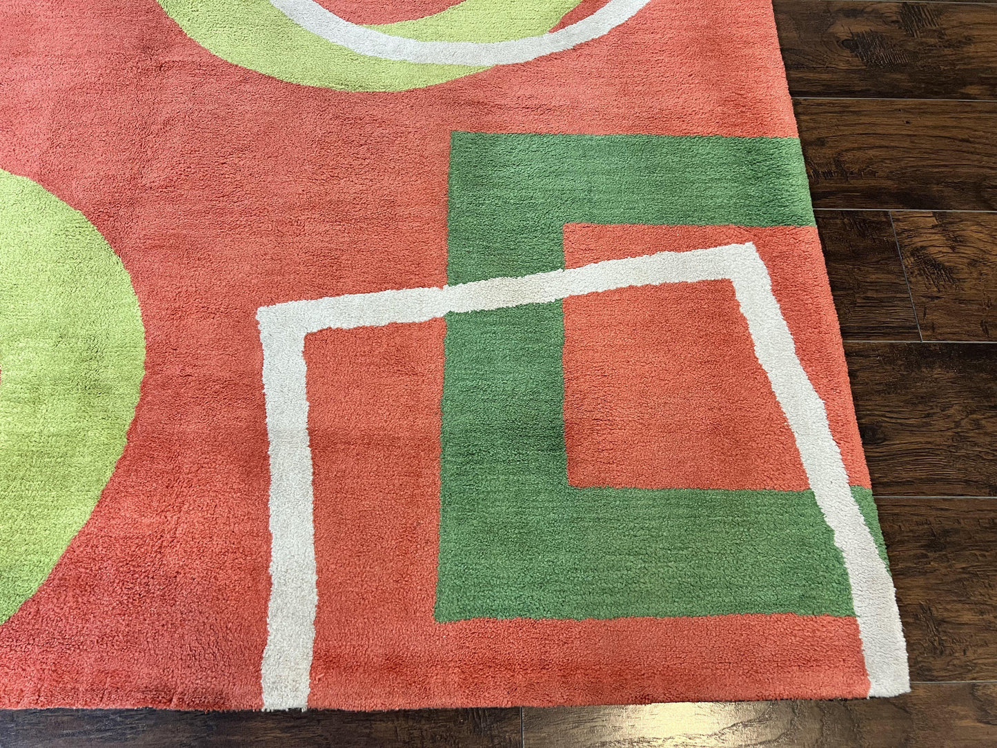 Abstract Rug 6x9, Modern Contemporary Rug, Red-Orange Green - Nuvé