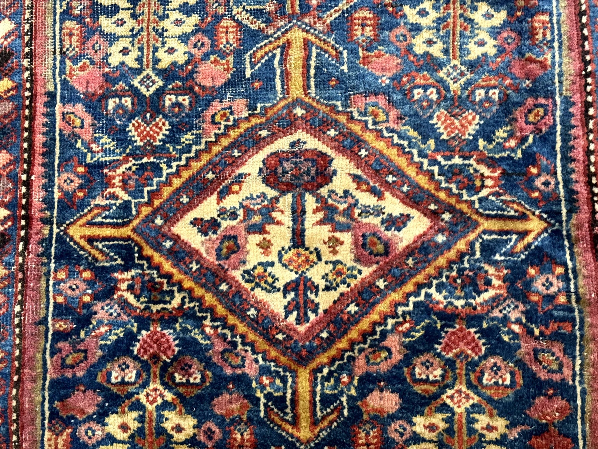 Antique Persian Rug 4x7, Blue and Red Malayer Carpet, Rare - Nuvé