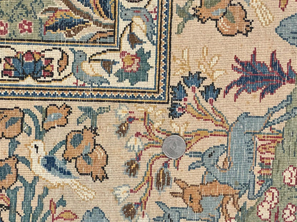 Persian Kashan Pictorial Rug 4.6 x 7, Hunting Scene, Signed by Masterweaver, Animal Pictorials, Rare, Handmade, Wool, Vintage, Very Fine
