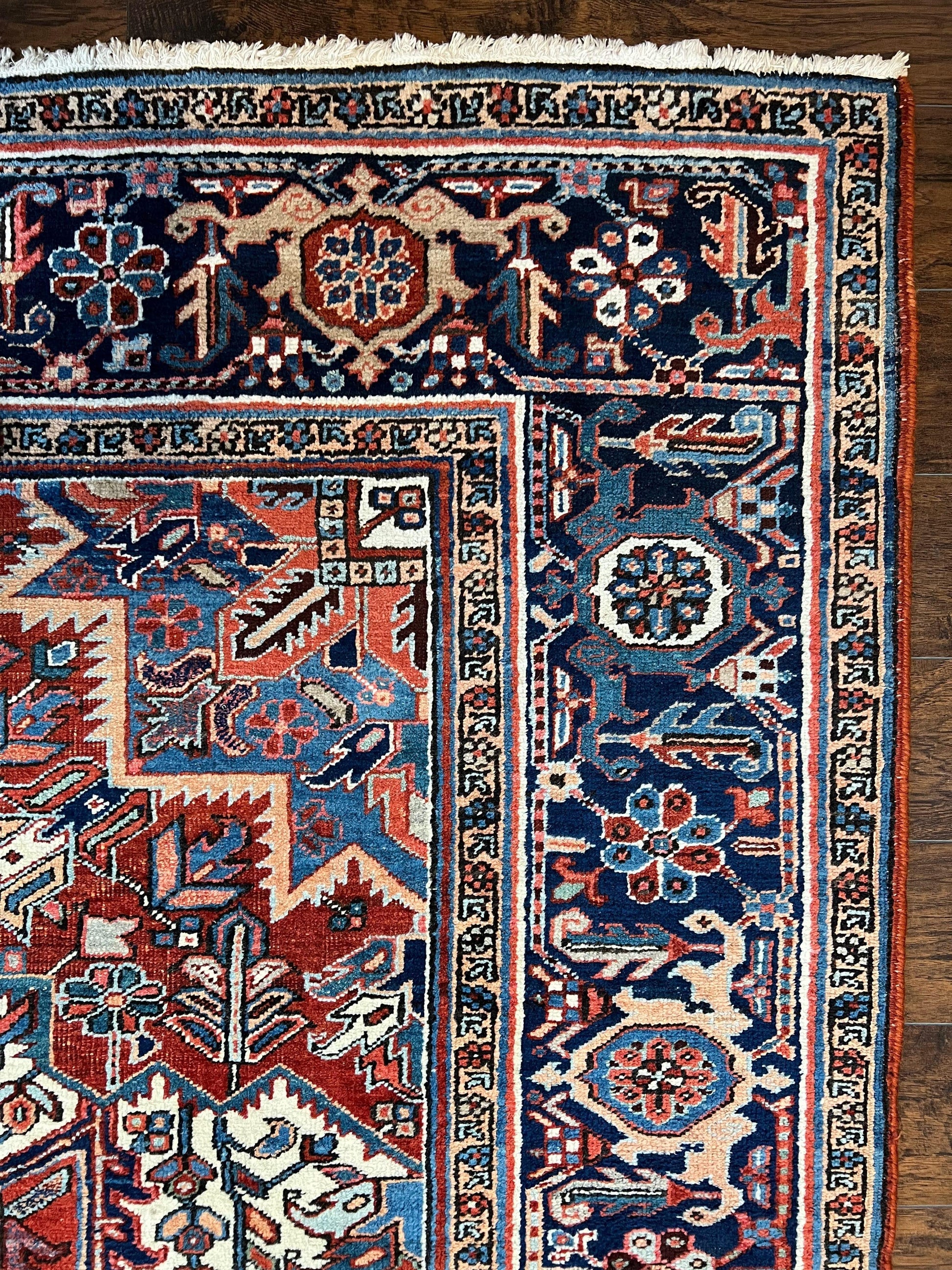 Antique Persian Heriz Rug – 11x16 Palace Size, Geometric Medallion, 1920s - Nuvé