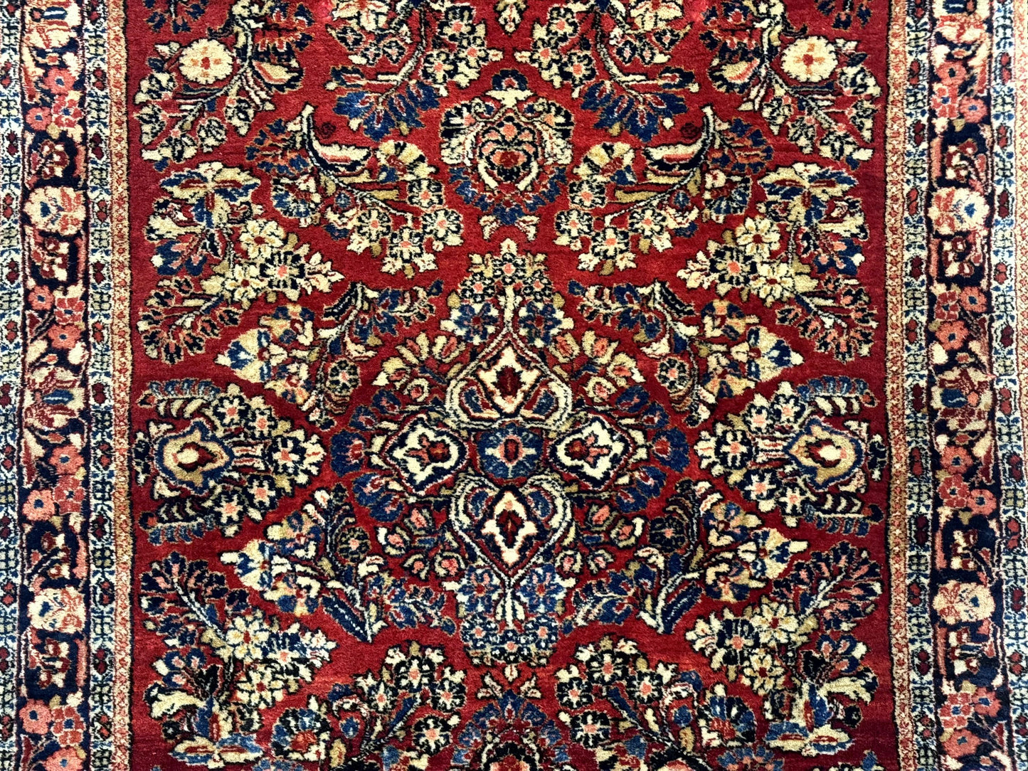 Antique Persian Sarouk Rug 3x5, Red, Floral, 200 KPSI - Nuvé