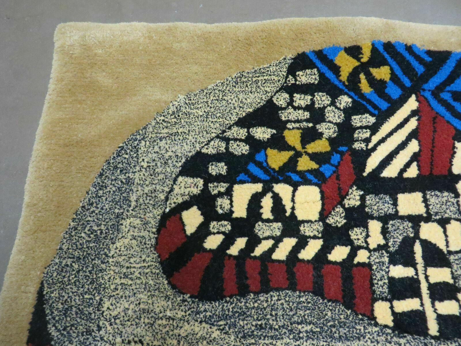 3' X 4' Vintage Hand Crafted Israel Wool Rug Carpet Wall Hanging Signed Hebrew - Nuvé