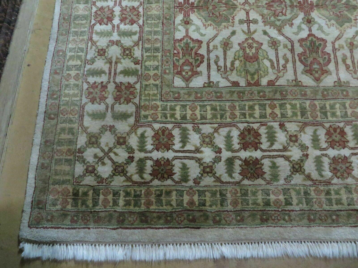 8' 5" X 12' Handmade India Agra Floral Oriental Wool Rug Tea Washed Carpet Nice - Nuvé