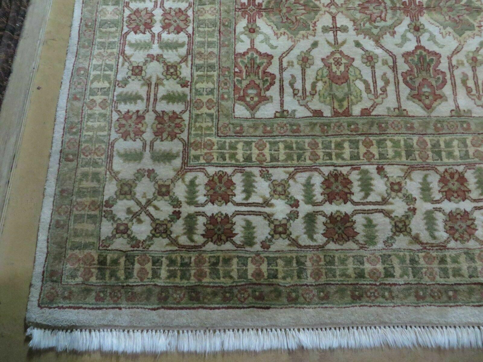 8' 5" X 12' Handmade India Agra Floral Oriental Wool Rug Tea Washed Carpet Nice - Nuvé