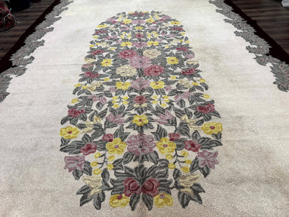 Palace Size American Hooked Rug 11x20 Aubusson Style Ivory - Nuvé