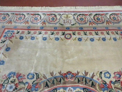 8' X 10' Vintage Handmade Wool Rug Aubusson Savonnerie Design European Nice