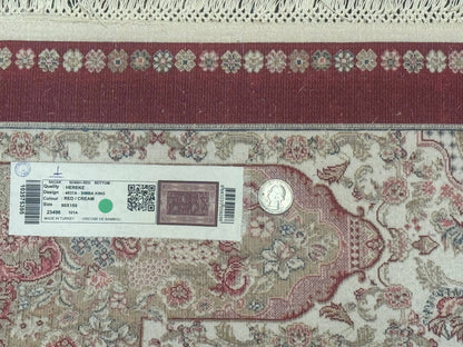 Turkish Silk Rug 3x5, Hunting Design, Dark Red & Ivory, Bamboo Silk, New - Nuvé