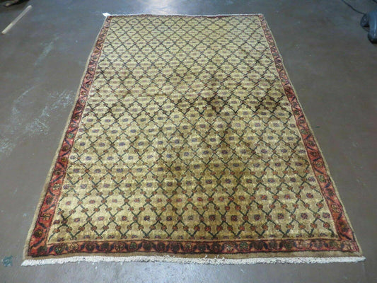 4' X 6' Handmade Indian Allover Wool Rug Camel Hair Color #119 - Nuvé