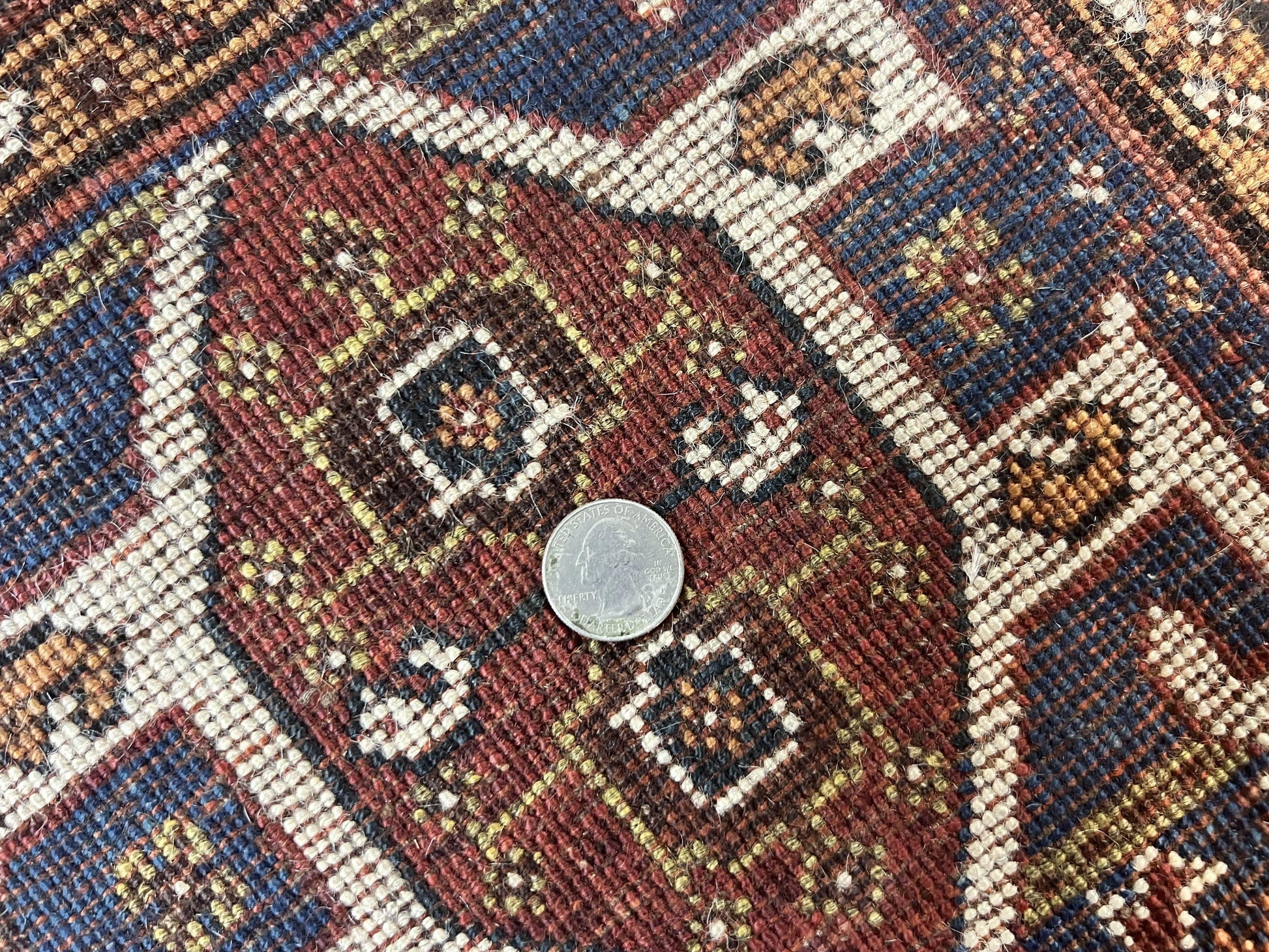 Antique Persian Shiraz Tribal Rug 6x8, Geometric Rug, Wool Handmade Hand Knotted Carpet, Red Blue - Nuvé