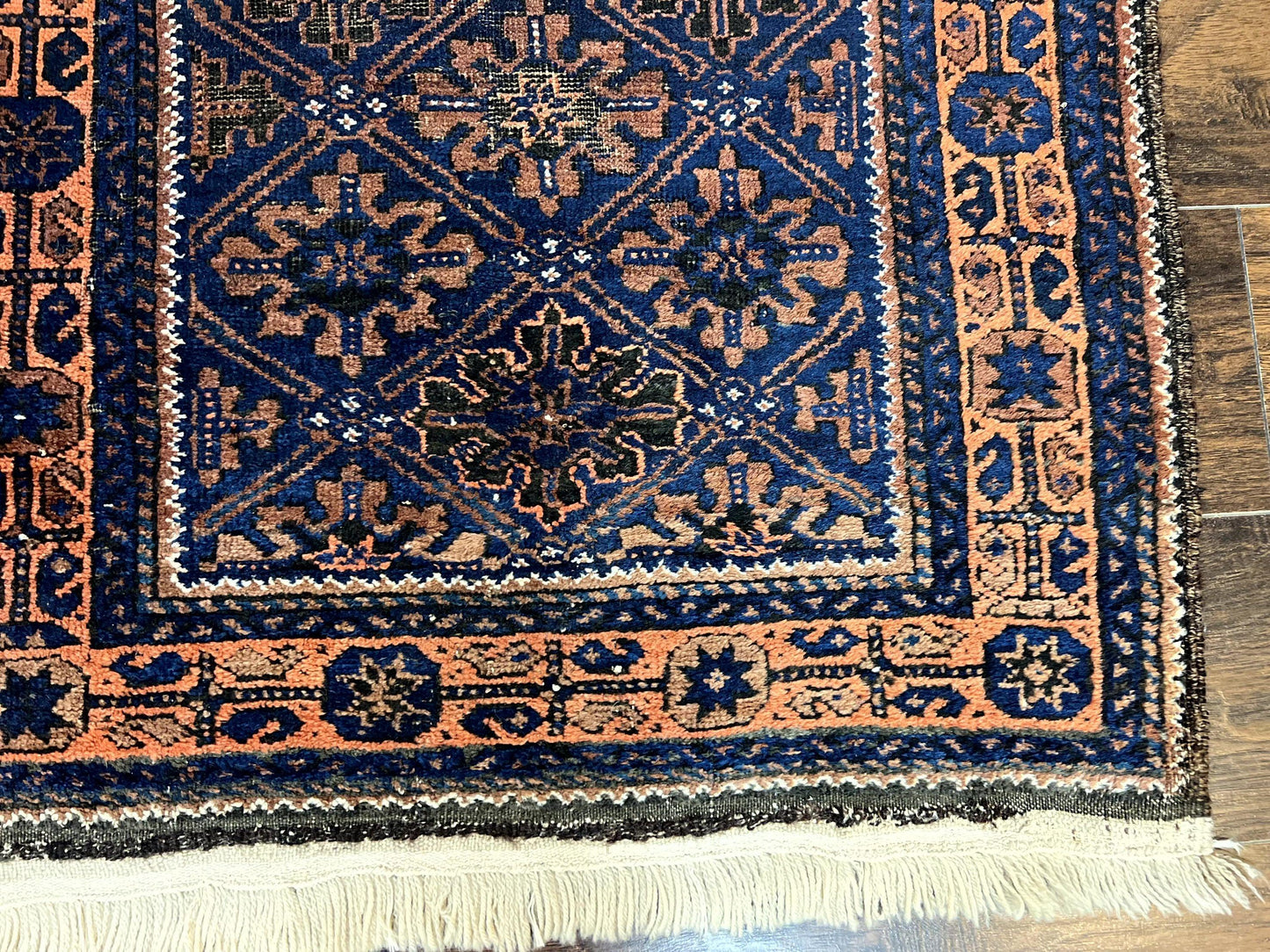 Small Antique Persian Rug 2.7 x 4.7, Handmade Wool Rug, Navy Blue, Balouch Rug, Tribal Rug - Nuvé