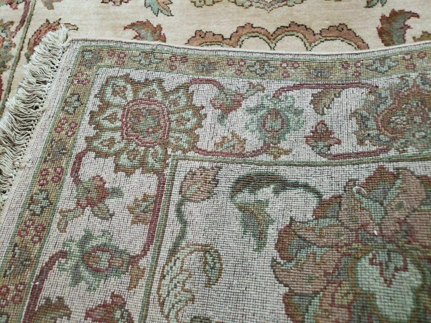 4x12 Vintage Oriental Runner Rug Hand Knotted Indian Agra Wool Tea Washed Beige - Nuvé