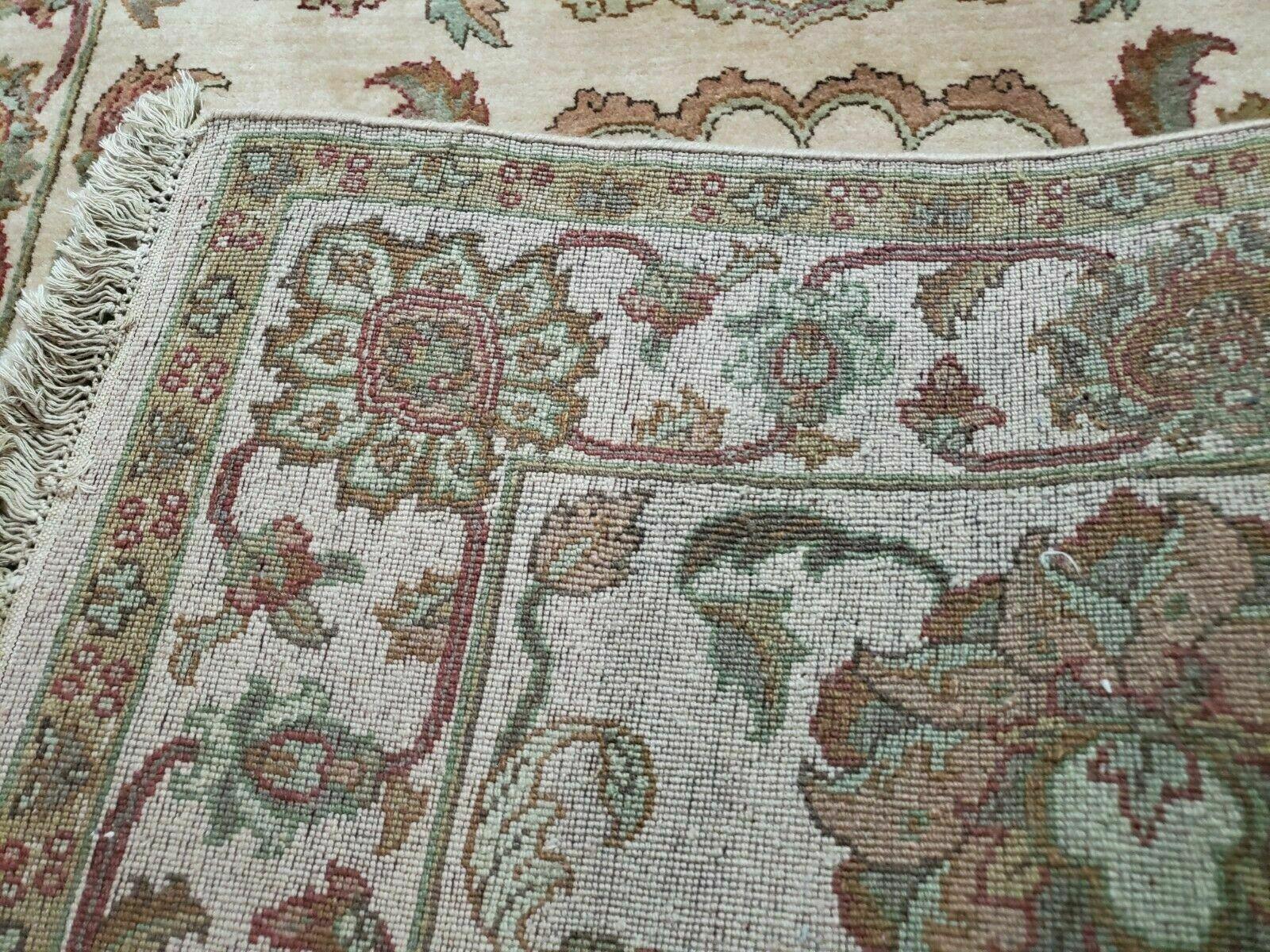 4x12 Vintage Oriental Runner Rug Hand Knotted Indian Agra Wool Tea Washed Beige - Nuvé