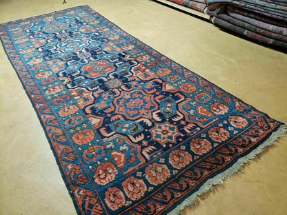 3'10" X 10' Antique Caucasian Seychor Rug Hand Made Wool Carpet Organic Dye Nice - Nuvé