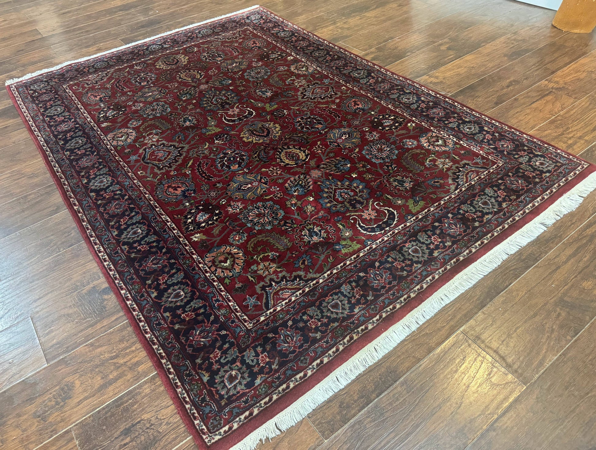 Indo Persian Rug 5x7, Vintage Traditional Floral Carpet, Burgundy and Navy Blue - Nuvé