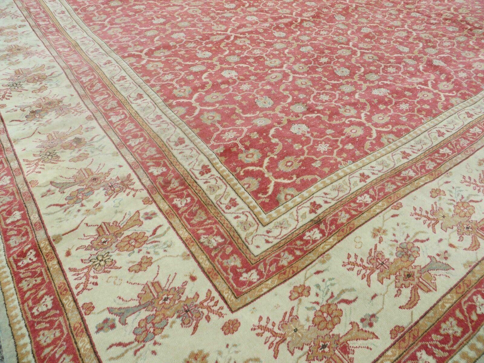 12' X 18' Palace Size Handmade Egyptian Wool Rug Carpet Soft Colors Red & Beige - Nuvé