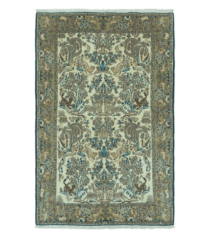 4' X 6 Handmade India Oriental Fine Pictorial Tree Of Life Wool Silk Rug Wow