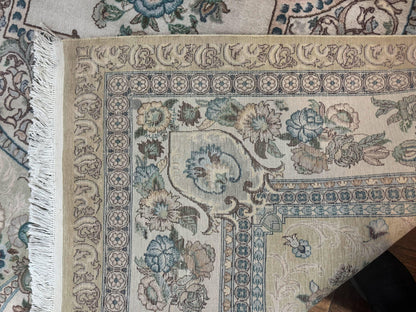 Pak Persian Rug 8 x 10.6, Elegant Oriental Carpet, Floral Medallion, Vintage Handmade Wool Rug, FIne 240 KPSI - Nuvé