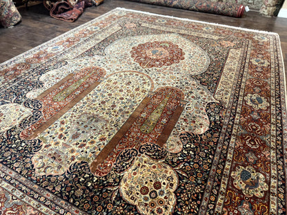 Wonderful Pak Persian Rug 9x12, Very Fine 260 KPSI, Floral Peacocks, Handmade Vintage Wool Rug - Nuvé