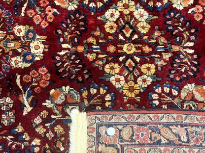 Antique Persian Sarouk Rug 4x6, Floral, Red, Wool Hand Knotted Fine 225 KPSI - Nuvé