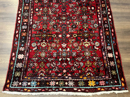 Red Persian Rug 4x7, Village Rug, Wool Vintage Carpet - Nuvé