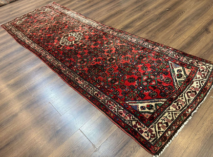 Persian Runner Rug 3x10, Wool Hand Knotted Hallway Rug 3 x 10 ft, Red and Ivory, Hamadan Angelas Runner - Nuvé