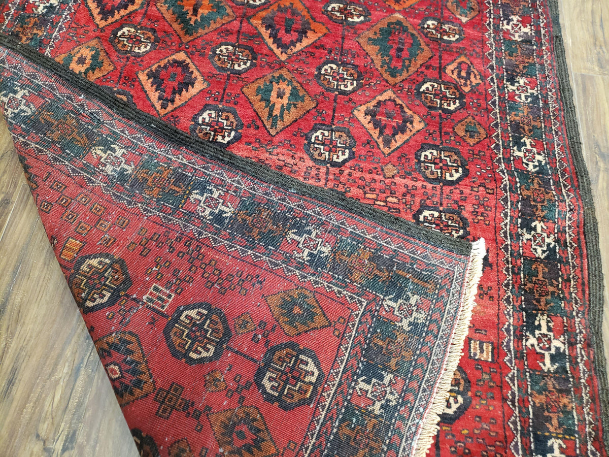 4 x 8 Handmade Baluch Afghan Turkoman Tribal Wool Rug Organic Dyes 8x4 Carpet