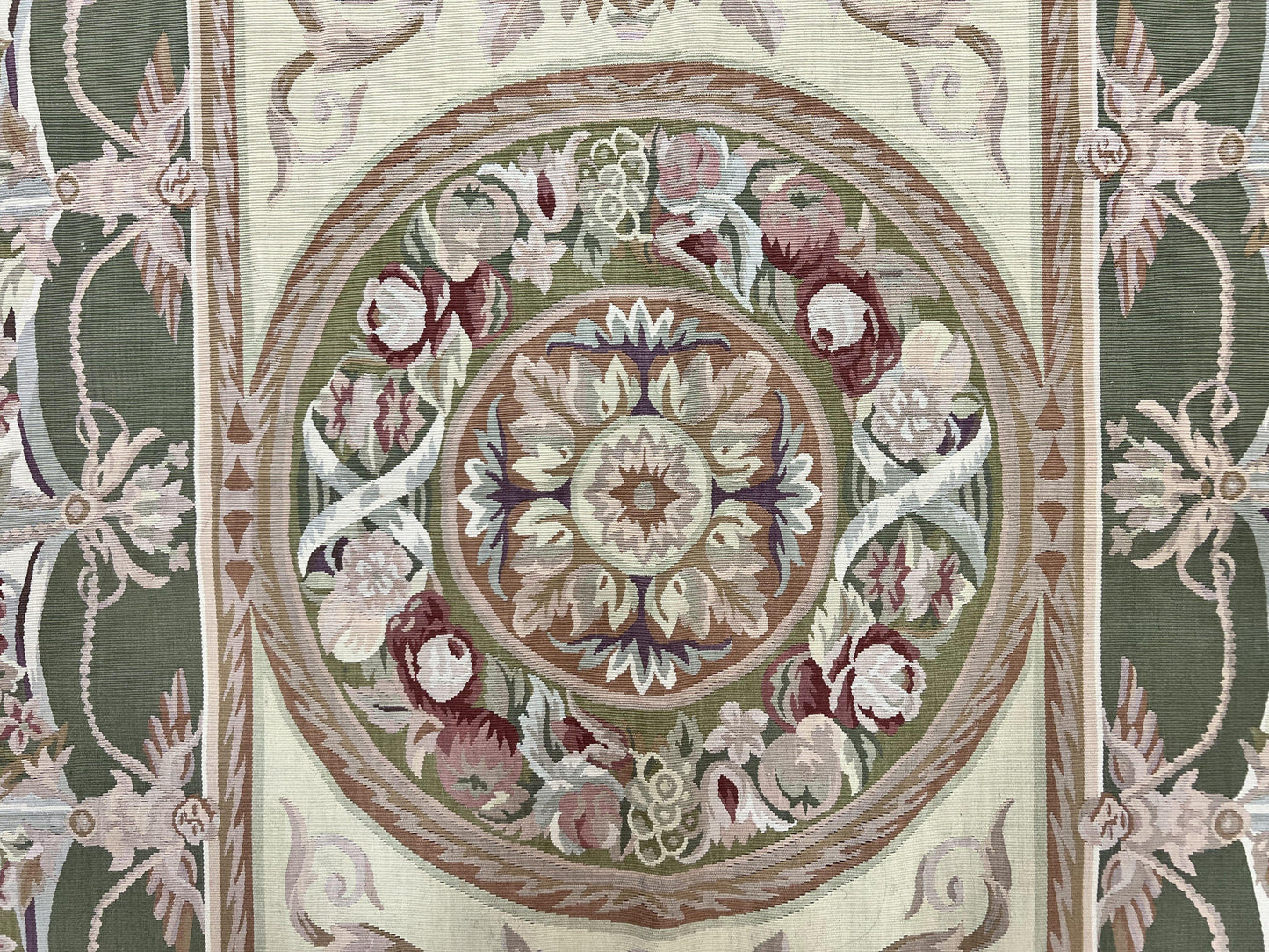 Aubusson Rug 5x8, Wool Handmade Vintage Carpet, Angel Motifs, Flatweave Rug 5 x 8, Medium Sized, European Design - Nuvé