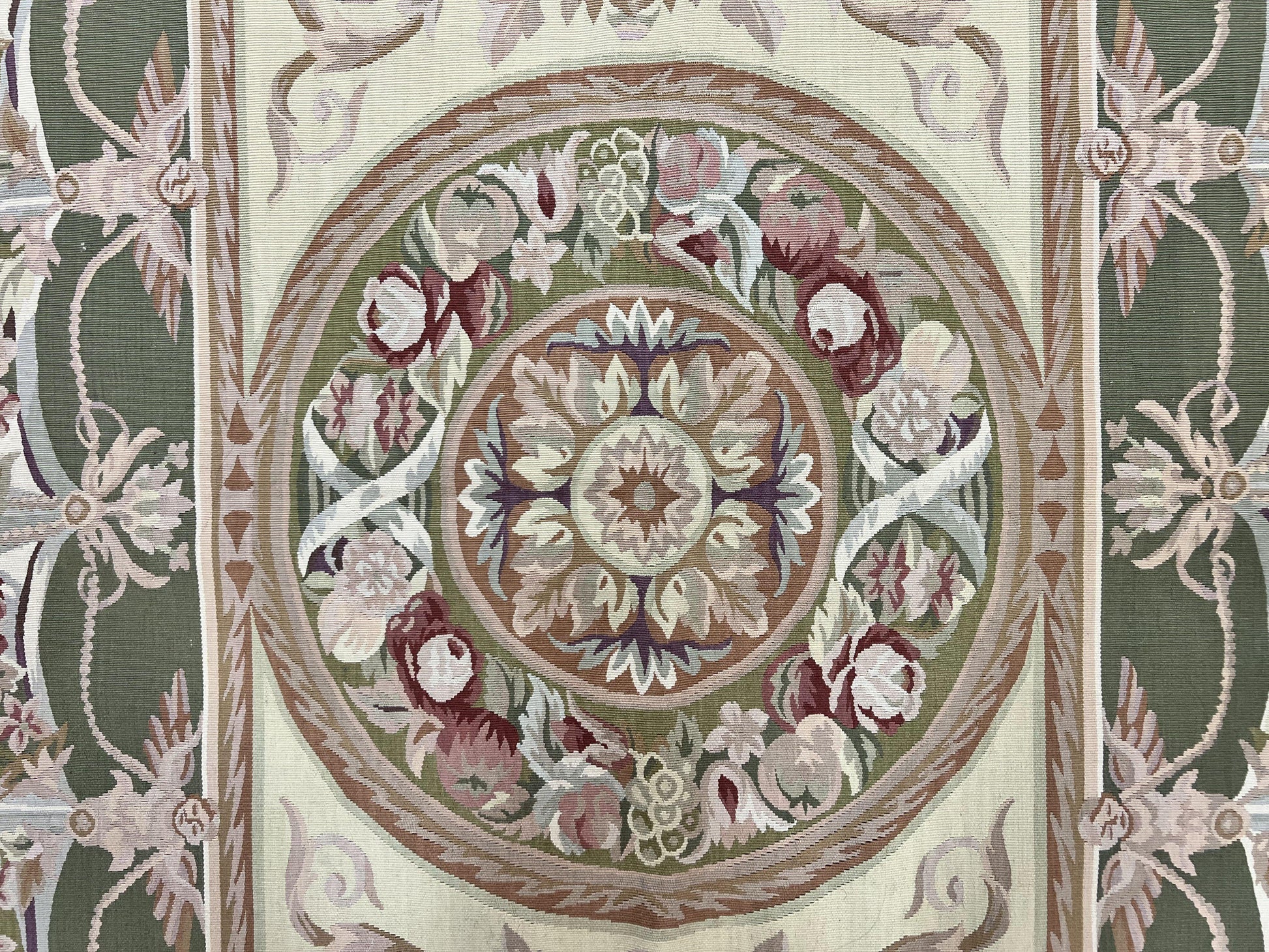 Aubusson Rug 5x8, Wool Handmade Vintage Carpet, Angel Motifs, Flatweave Rug 5 x 8, Medium Sized, European Design - Nuvé
