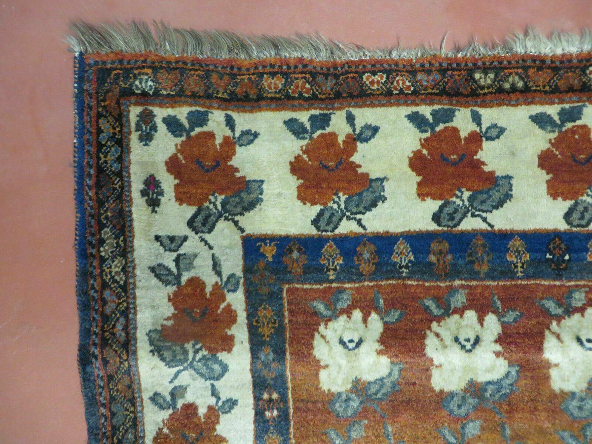 4' X 5' Semi Antique Handmade Fine Turkish Flowers Bouquet Wool Rug Nice