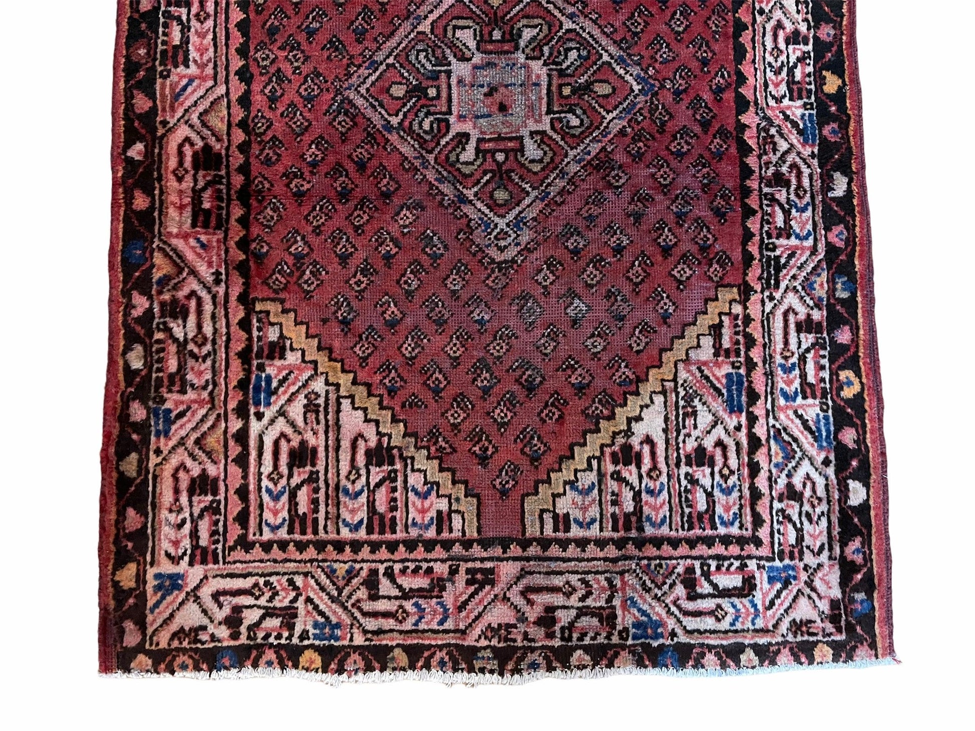 4x6 Antique Rug Handmade Wool Rug Organic Dyes Red Ivory Red Tribal Rug Boho Rug - Nuvé