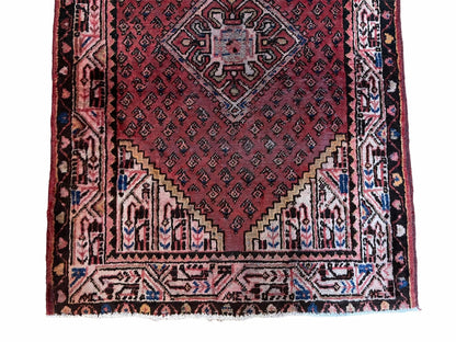 4x6 Antique Rug Handmade Wool Rug Organic Dyes Red Ivory Red Tribal Rug Boho Rug - Nuvé