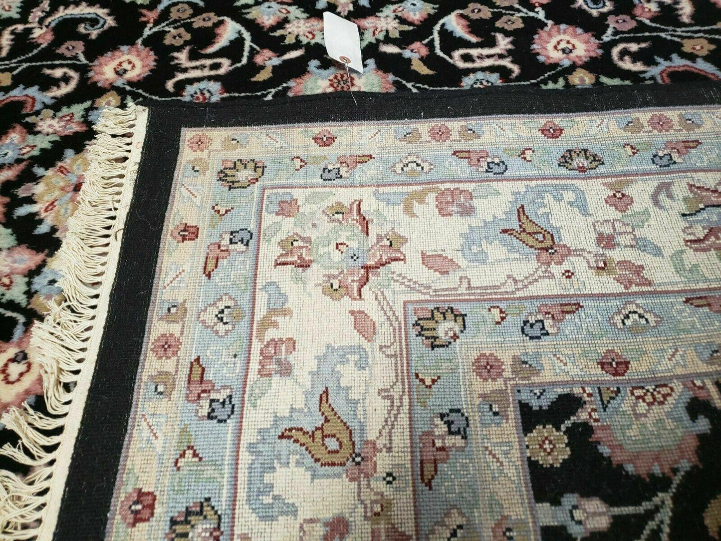 6' X 9' Handmade Indian Agra Wool Rug Carpet Vegetable Dyes Black - Nuvé