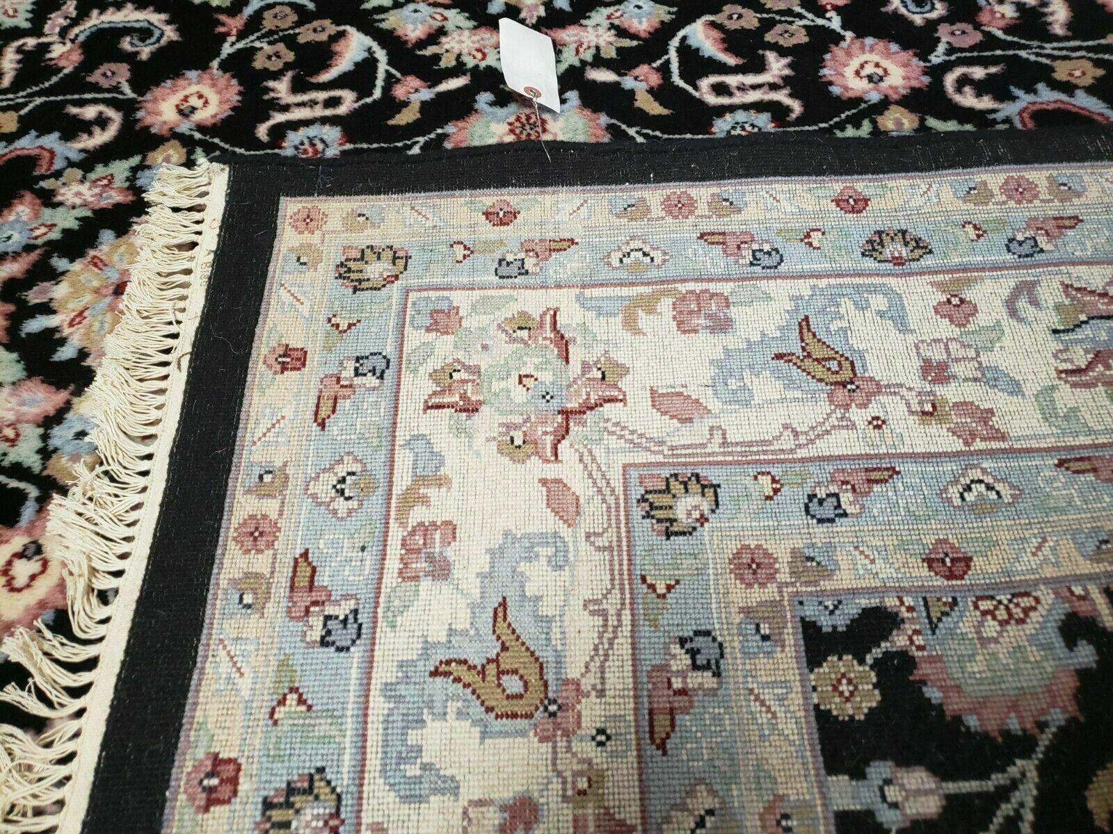 6' X 9' Handmade Indian Agra Wool Rug Carpet Vegetable Dyes Black - Nuvé