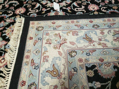 6' X 9' Handmade Indian Agra Wool Rug Carpet Vegetable Dyes Black - Nuvé