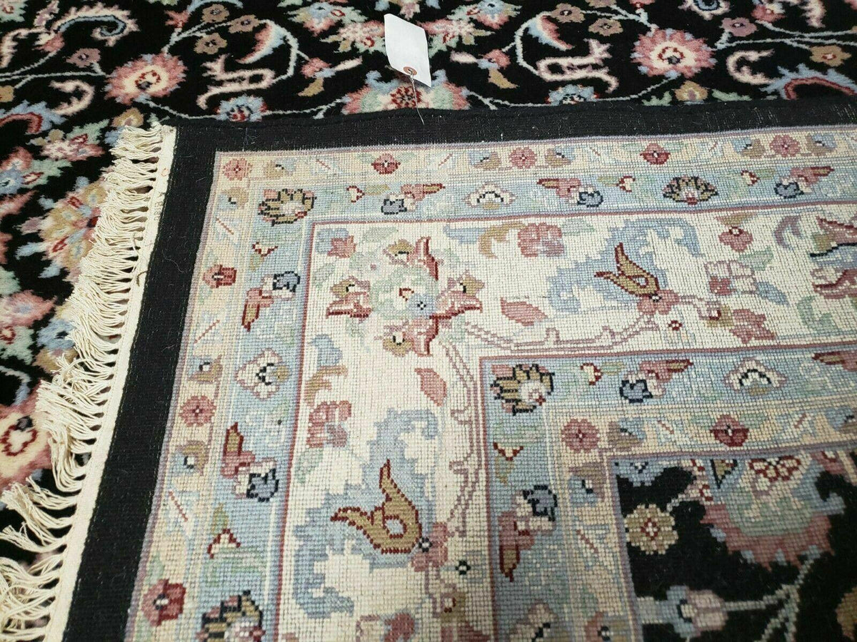 6' X 9' Handmade Indian Agra Wool Rug Carpet Vegetable Dyes Black