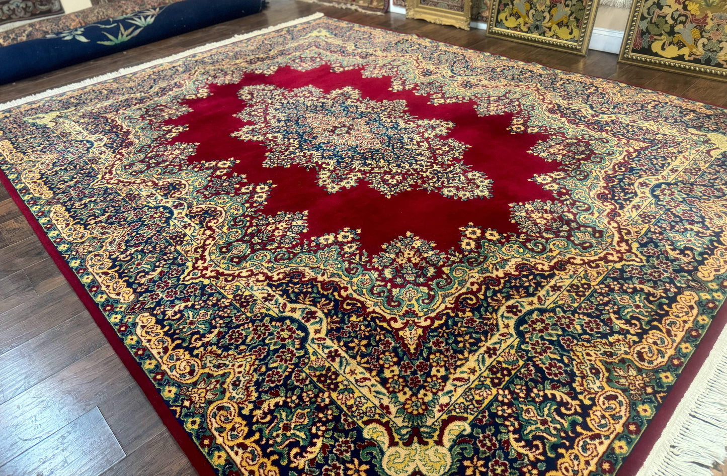 Power Loomed Persian Oriental Rug 9x12, Vintage Wool Pile, Kirman Design - Nuvé