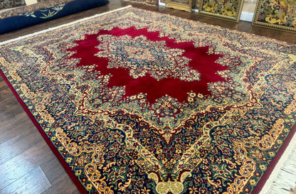 Power Loomed Persian Oriental Rug 9x12, Vintage Wool Pile, Kirman Design - Nuvé