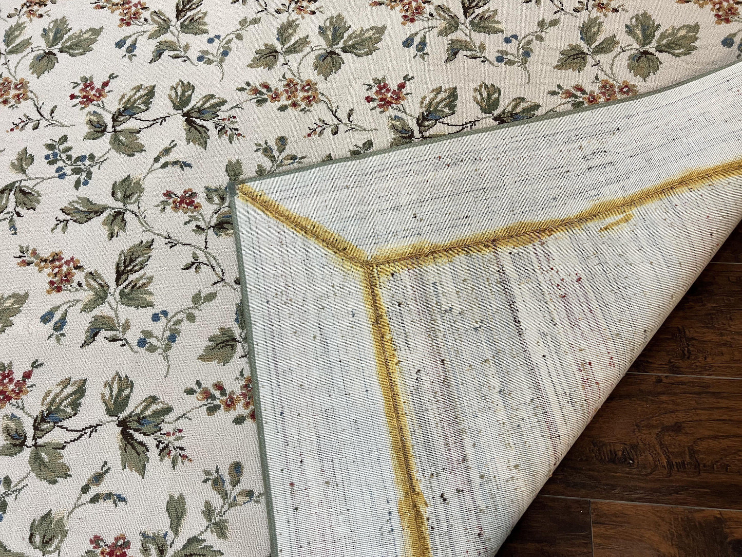 Vintage Stark Carpet 7x10, Ivory and Green, European Aubusson Design, Allover Pattern, Stark Rug - Nuvé
