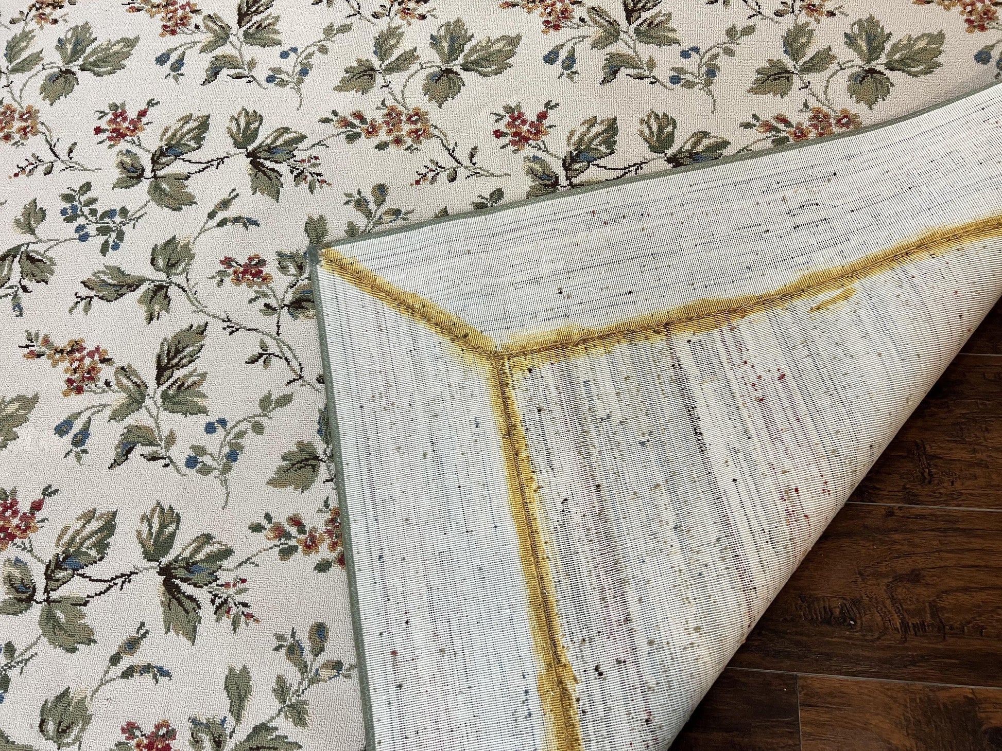 Vintage Stark Carpet 7x10, Ivory and Green, European Aubusson Design, Allover Pattern, Stark Rug - Nuvé