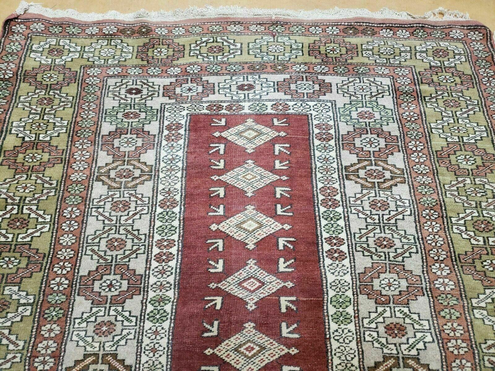 4' X 8' Antique Handmade Turkish Melas Oushak Wool Rug - Nuvé