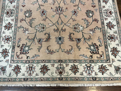 Indo Persian Rug 6x9, Handmade Vintage Wool Carpet, Floral Allover - Nuvé