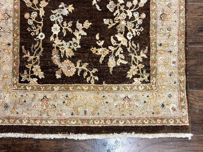 Peshawar Runner Rug 3 x 20, Wool Hand Knotted Vintage Pakistani Carpet, Brown & Taupe, Chobi Mahal Floral Rug, Extra Long Hallway Runner - Nuvé